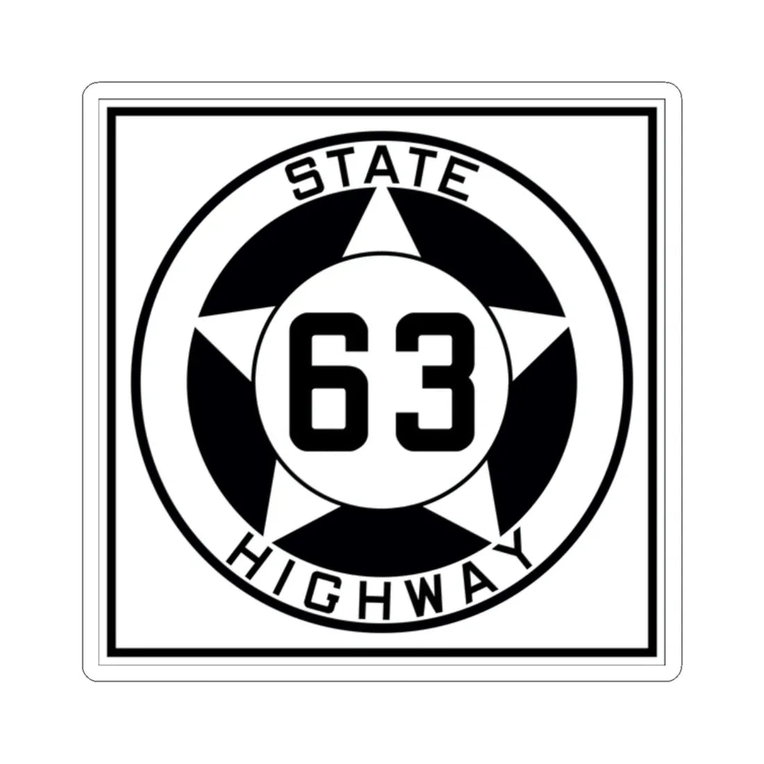 Texas 63 1935 (Texas) (Road Sign) STICKER Vinyl Kiss-Cut Decal 2 Inch White - The Sticker Space