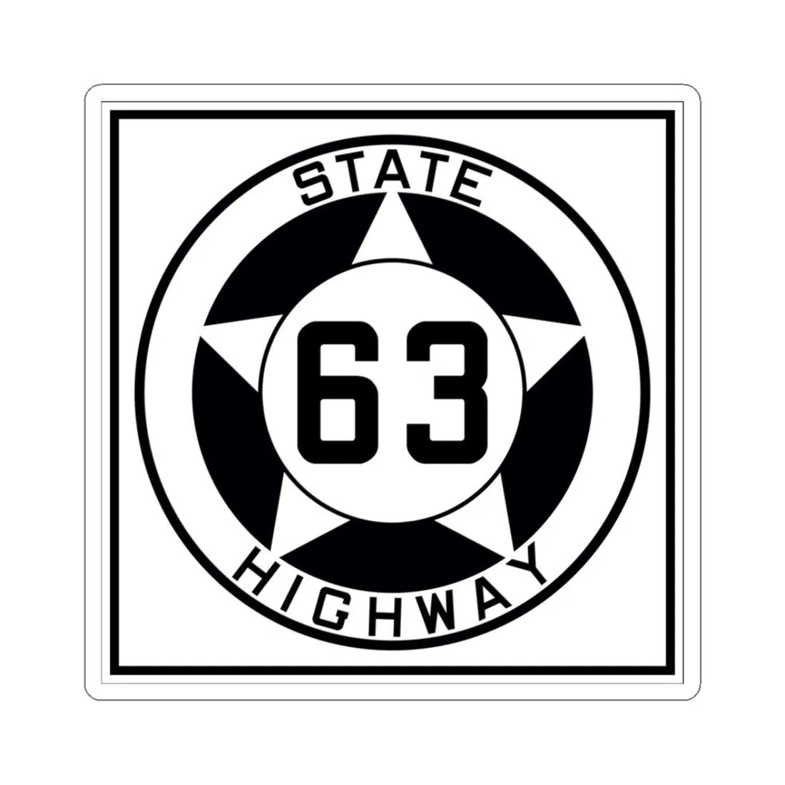 Texas 63 1935 (Texas) (Road Sign) STICKER Vinyl Kiss-Cut Decal 3 Inch White - The Sticker Space