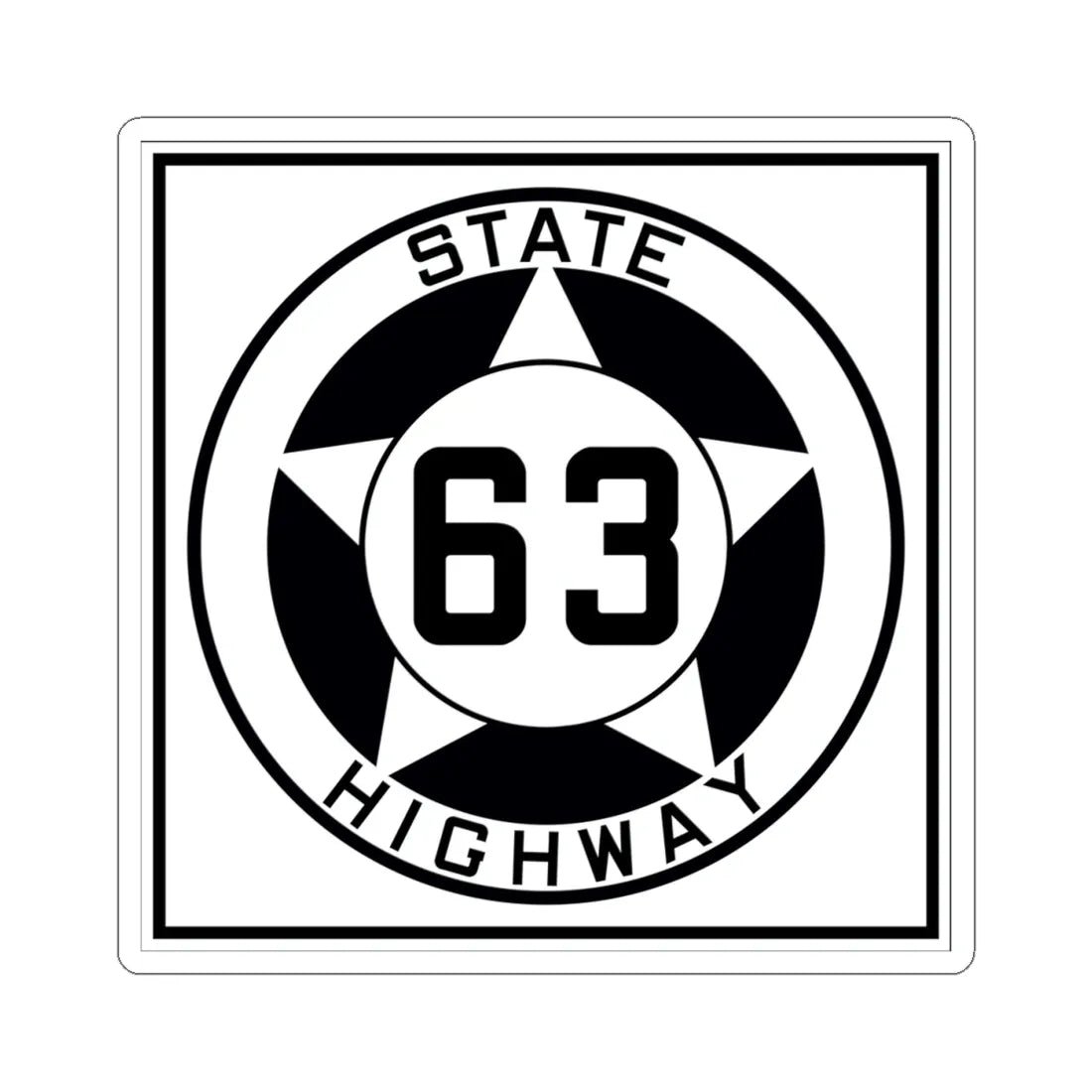 Texas 63 1935 (Texas) (Road Sign) STICKER Vinyl Kiss-Cut Decal 4 Inch White - The Sticker Space