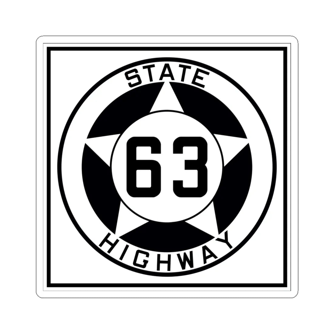 Texas 63 1935 (Texas) (Road Sign) STICKER Vinyl Kiss-Cut Decal 6 Inch White - The Sticker Space