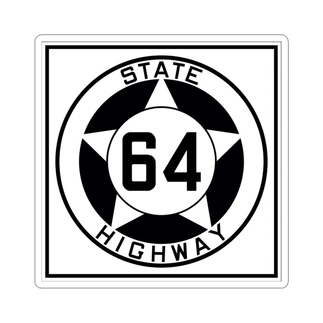 Texas 64 1935 (Texas) (Road Sign) STICKER Vinyl Kiss-Cut Decal 6 Inch White - The Sticker Space
