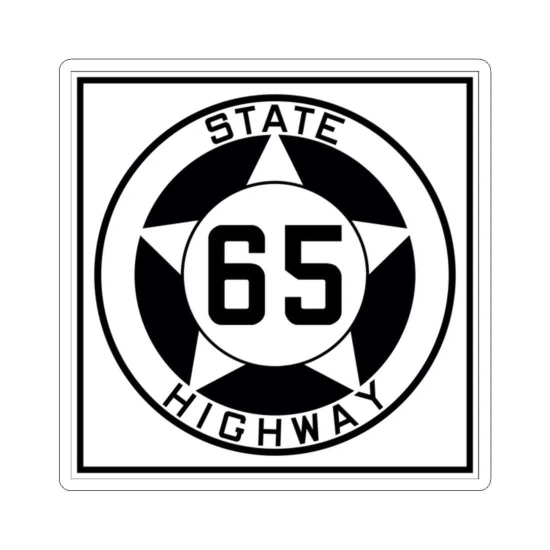 Texas 65 1935 (Texas) (Road Sign) STICKER Vinyl Kiss-Cut Decal 2 Inch White - The Sticker Space