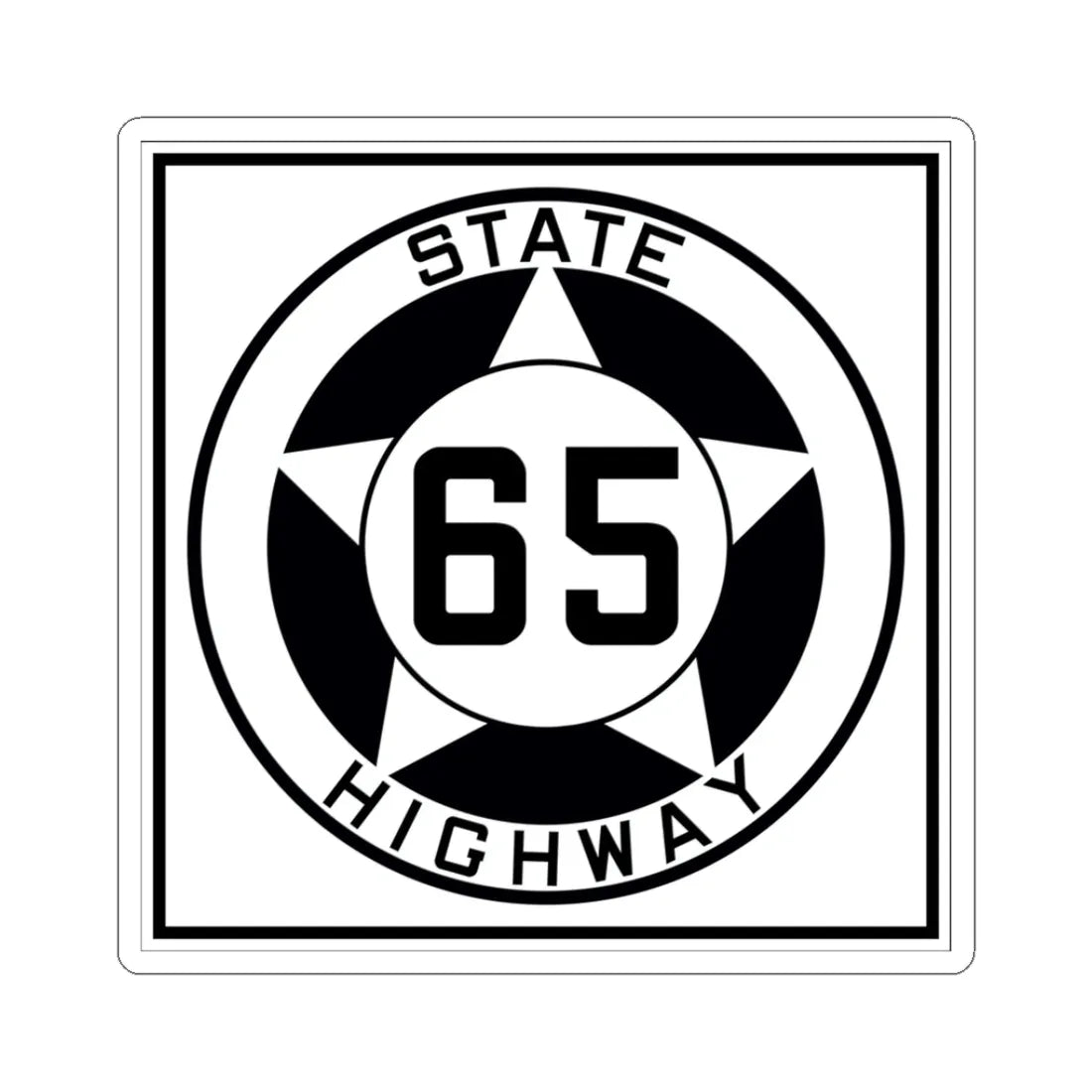 Texas 65 1935 (Texas) (Road Sign) STICKER Vinyl Kiss-Cut Decal 3 Inch White - The Sticker Space