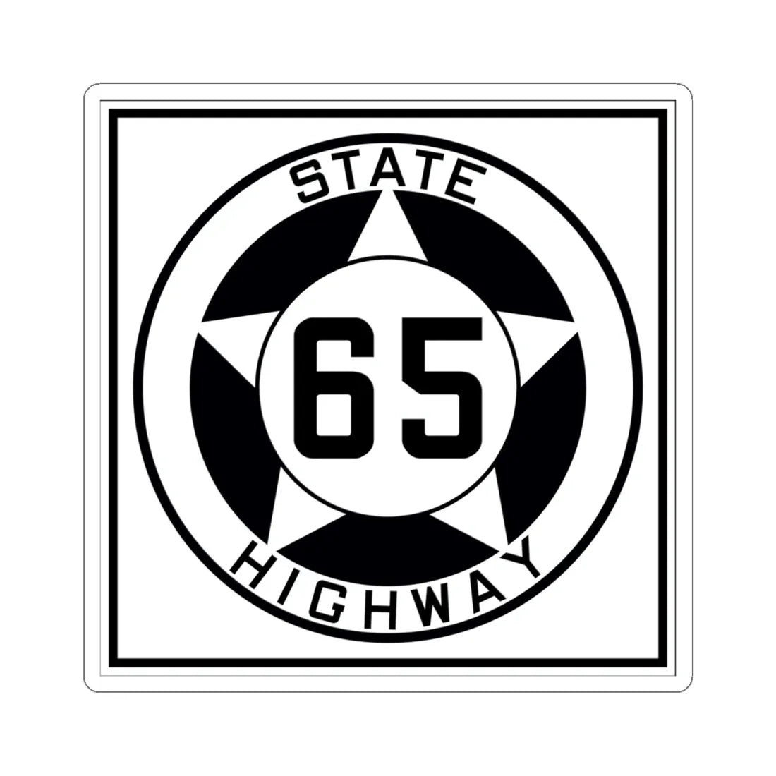 Texas 65 1935 (Texas) (Road Sign) STICKER Vinyl Kiss-Cut Decal 4 Inch White - The Sticker Space