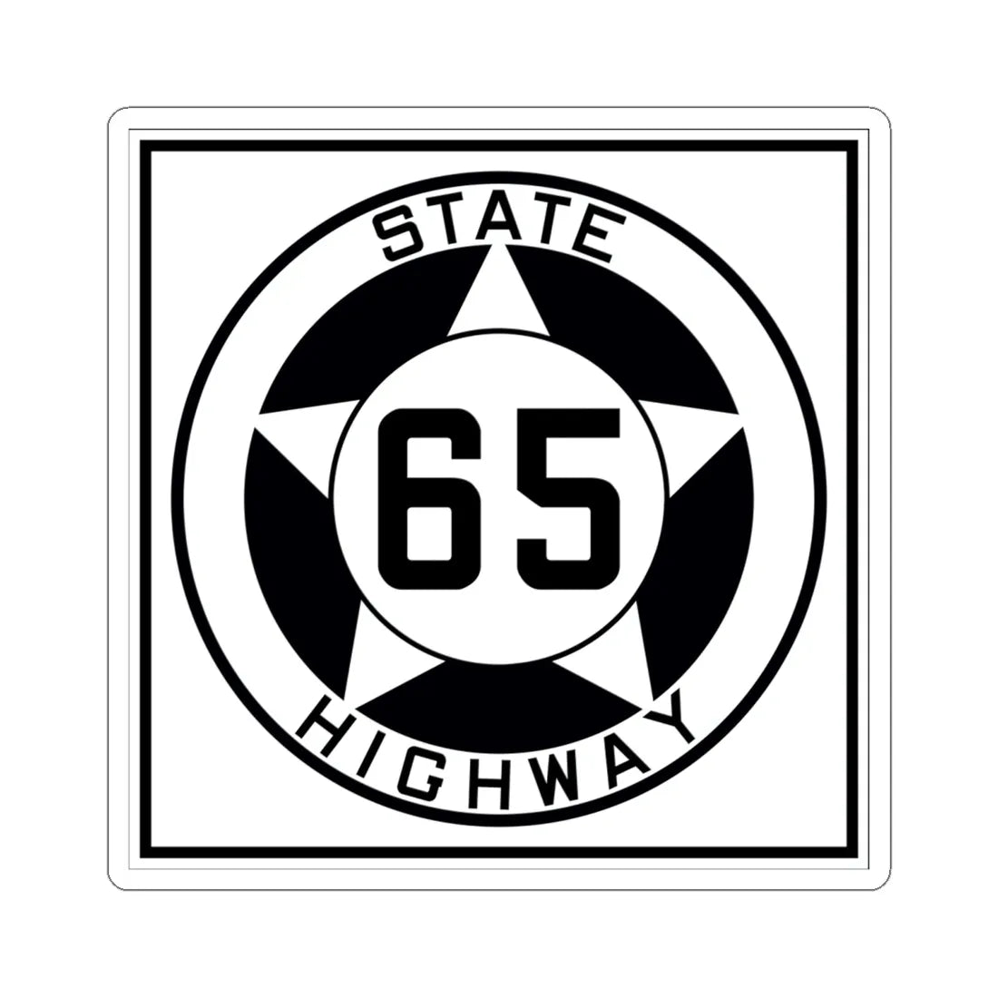 Texas 65 1935 (Texas) (Road Sign) STICKER Vinyl Kiss-Cut Decal 6 Inch White - The Sticker Space