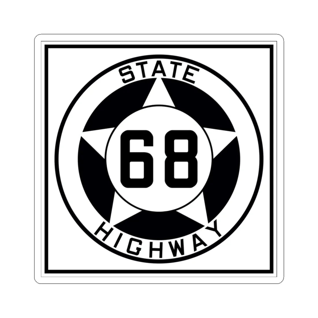 Texas 68 1935 (Texas) (Road Sign) STICKER Vinyl Kiss-Cut Decal 3 Inch White - The Sticker Space