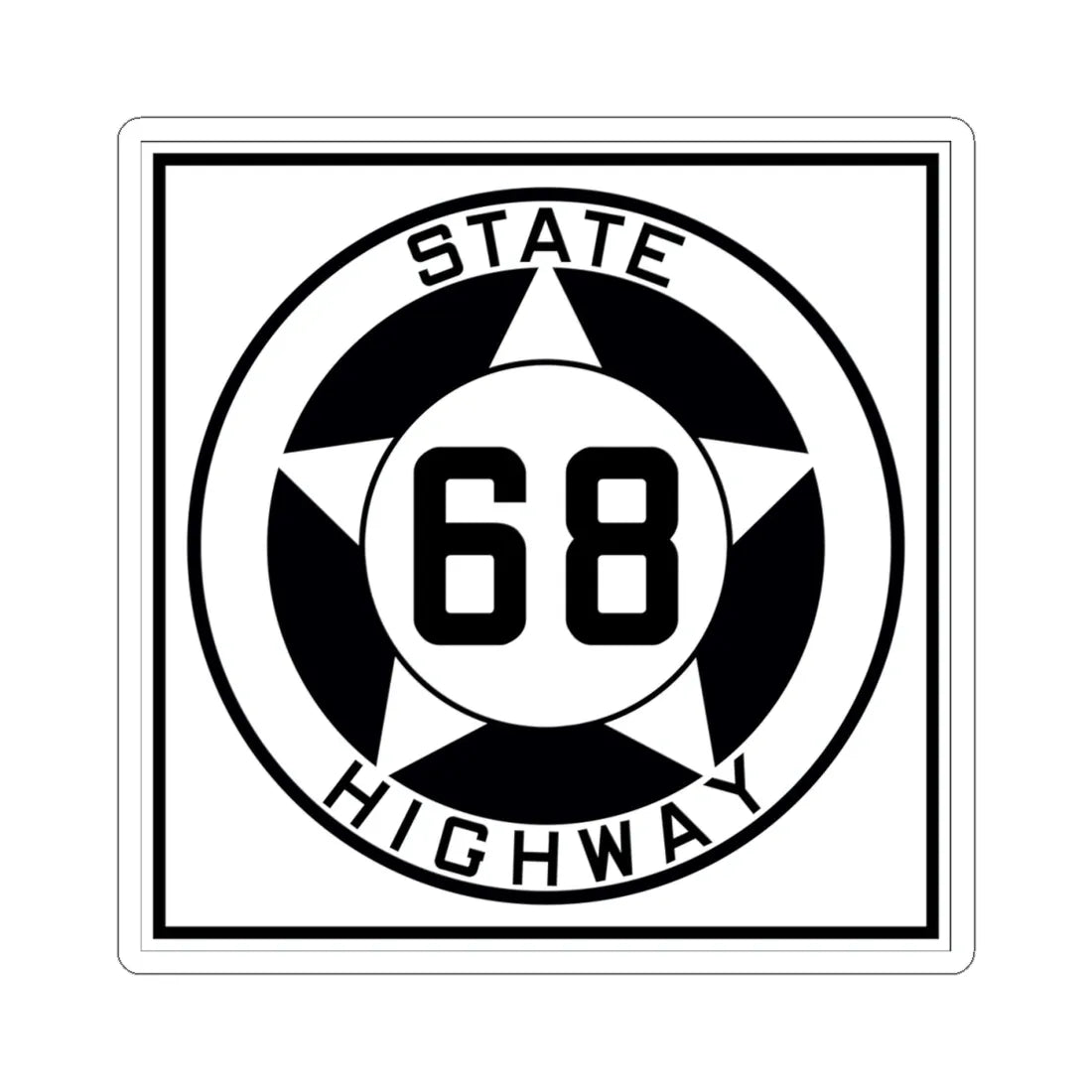 Texas 68 1935 (Texas) (Road Sign) STICKER Vinyl Kiss-Cut Decal 4 Inch White - The Sticker Space