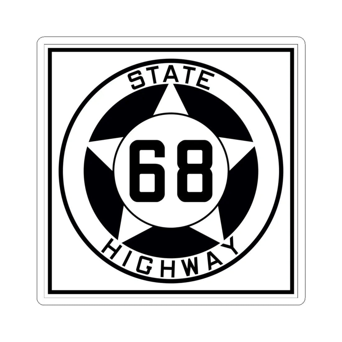 Texas 68 1935 (Texas) (Road Sign) STICKER Vinyl Kiss-Cut Decal 6 Inch White - The Sticker Space