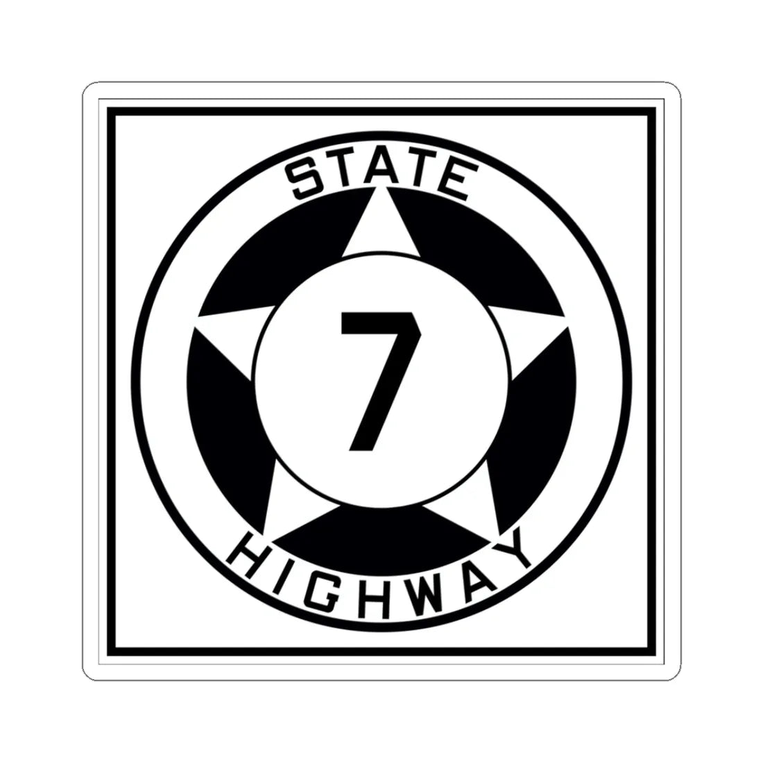 Texas 7 1935 (Texas) (Road Sign) STICKER Vinyl Kiss-Cut Decal 3 Inch White - The Sticker Space