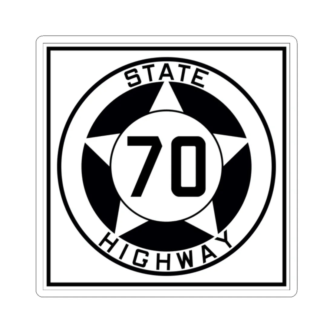 Texas 70 1935 (Texas) (Road Sign) STICKER Vinyl Kiss-Cut Decal 2 Inch White - The Sticker Space