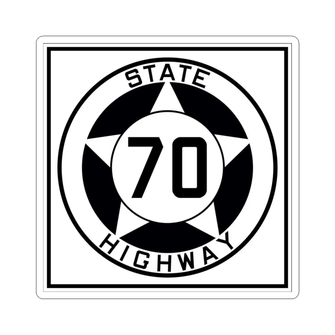 Texas 70 1935 (Texas) (Road Sign) STICKER Vinyl Kiss-Cut Decal 3 Inch White - The Sticker Space