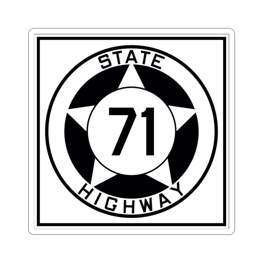Texas 71 1935 (Texas) (Road Sign) STICKER Vinyl Kiss-Cut Decal 3 Inch White - The Sticker Space