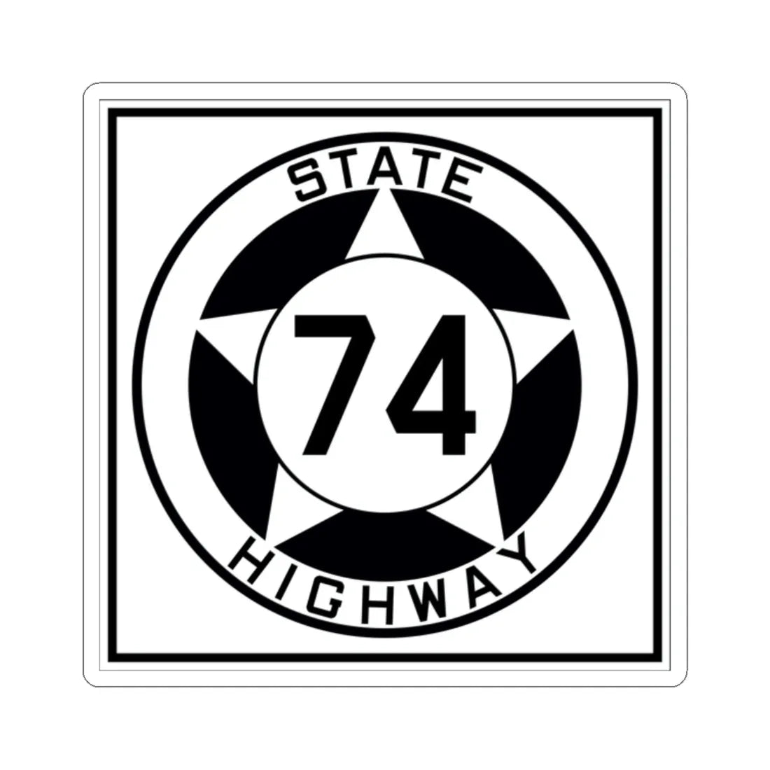 Texas 74 1935 (Texas) (Road Sign) STICKER Vinyl Kiss-Cut Decal 2 Inch White - The Sticker Space