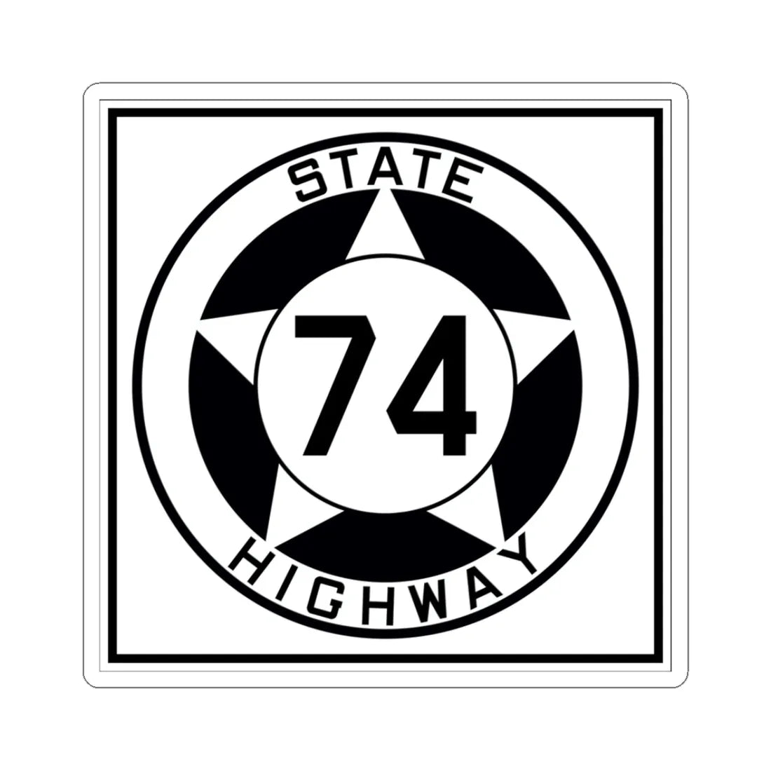 Texas 74 1935 (Texas) (Road Sign) STICKER Vinyl Kiss-Cut Decal 3 Inch White - The Sticker Space