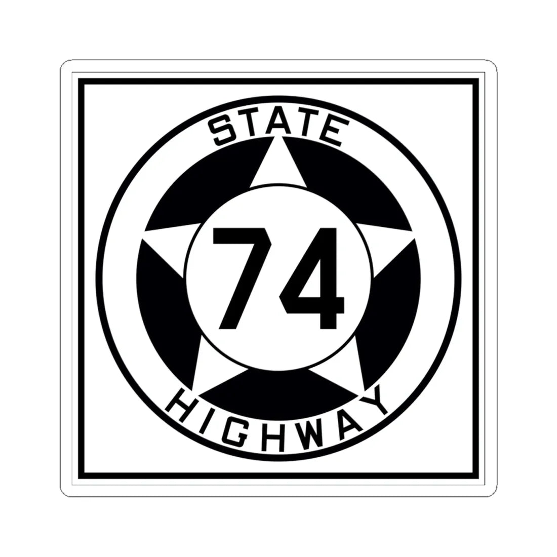 Texas 74 1935 (Texas) (Road Sign) STICKER Vinyl Kiss-Cut Decal 4 Inch White - The Sticker Space