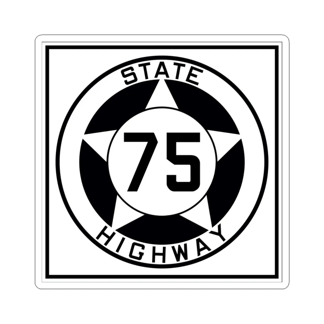 Texas 75 1935 (Texas) (Road Sign) STICKER Vinyl Kiss-Cut Decal 4 Inch White - The Sticker Space
