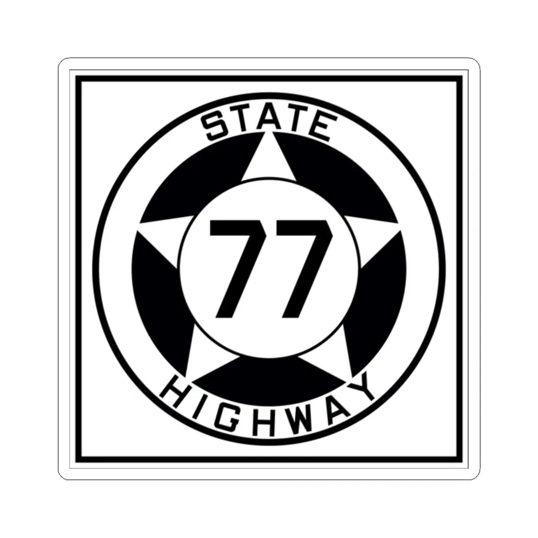 Texas 77 1935 (Texas) (Road Sign) STICKER Vinyl Kiss-Cut Decal 2 Inch White - The Sticker Space