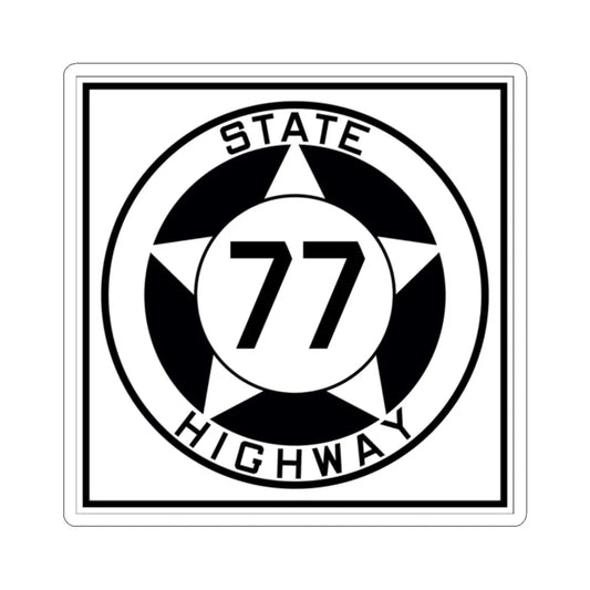 Texas 77 1935 (Texas) (Road Sign) STICKER Vinyl Kiss-Cut Decal 2 Inch White - The Sticker Space