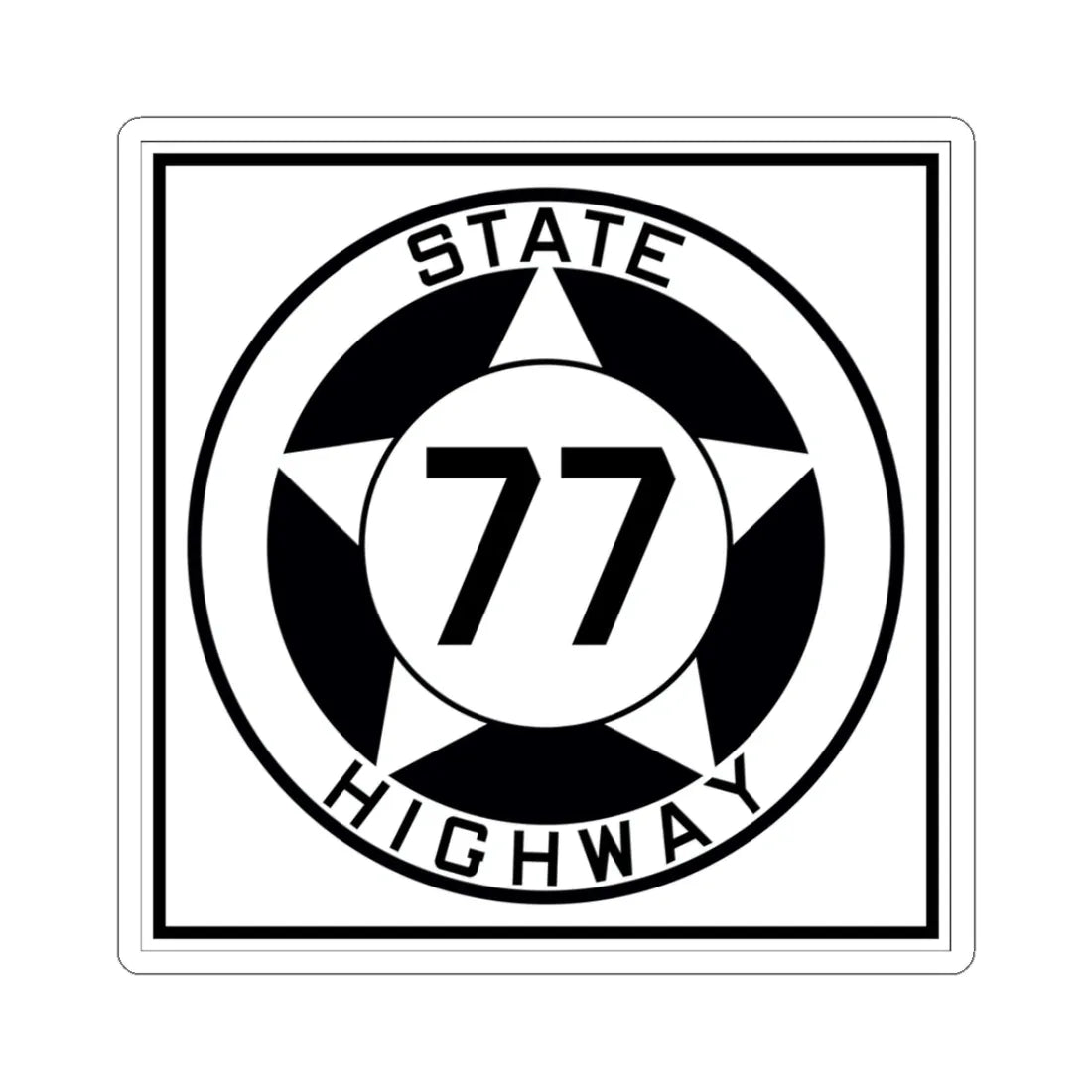 Texas 77 1935 (Texas) (Road Sign) STICKER Vinyl Kiss-Cut Decal 3 Inch White - The Sticker Space