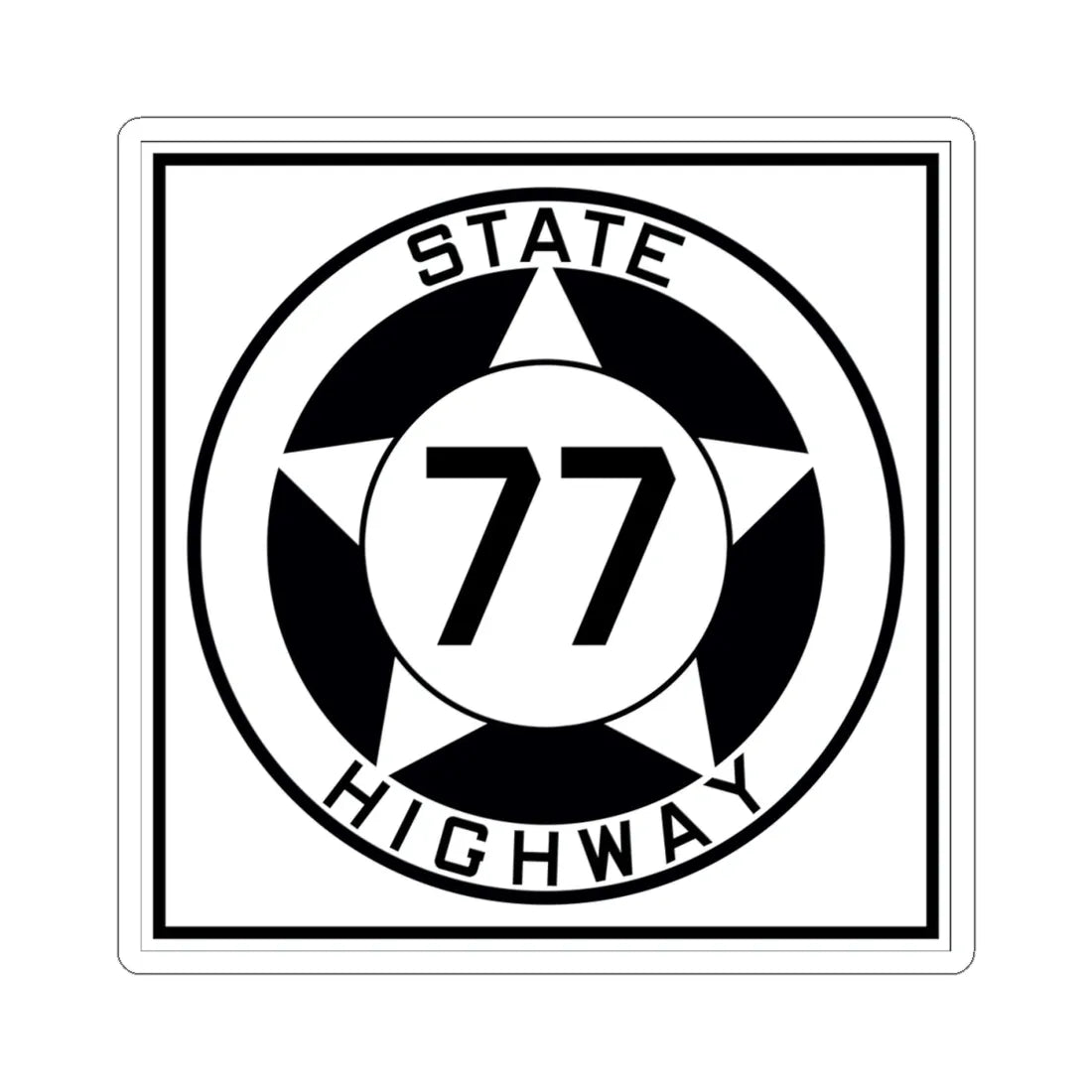 Texas 77 1935 (Texas) (Road Sign) STICKER Vinyl Kiss-Cut Decal 4 Inch White - The Sticker Space