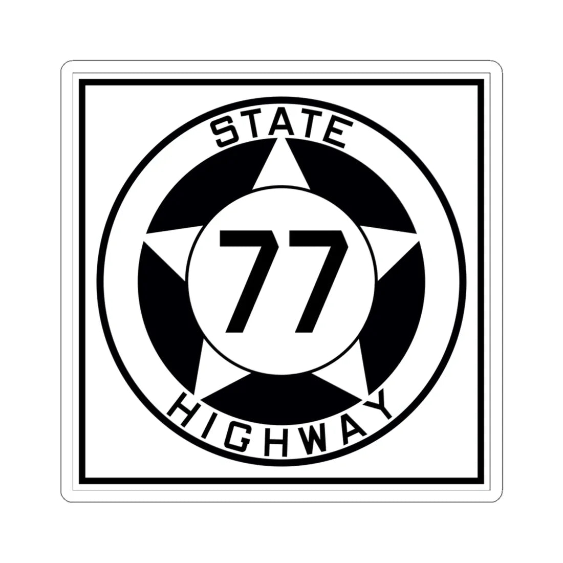 Texas 77 1935 (Texas) (Road Sign) STICKER Vinyl Kiss-Cut Decal 6 Inch White - The Sticker Space