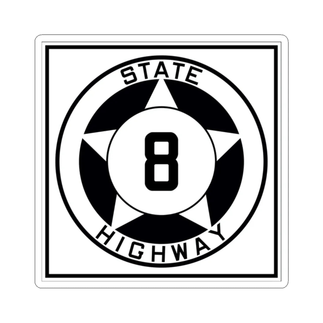 Texas 8 1935 (Texas) (Road Sign) STICKER Vinyl Kiss-Cut Decal 2 Inch White - The Sticker Space
