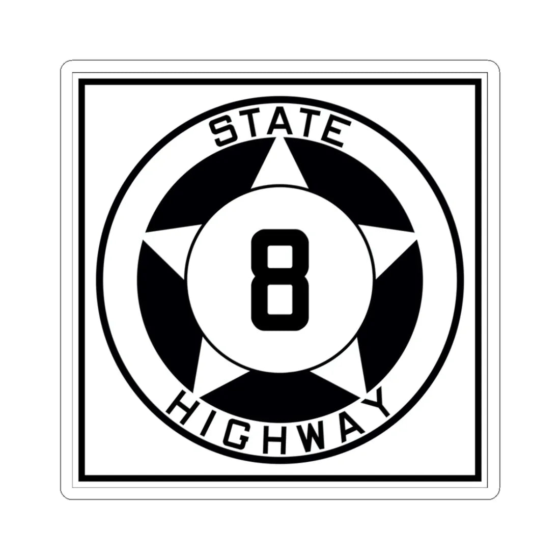 Texas 8 1935 (Texas) (Road Sign) STICKER Vinyl Kiss-Cut Decal 3 Inch White - The Sticker Space