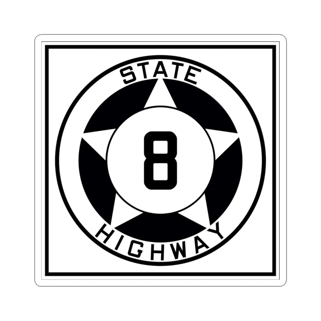 Texas 8 1935 (Texas) (Road Sign) STICKER Vinyl Kiss-Cut Decal 4 Inch White - The Sticker Space