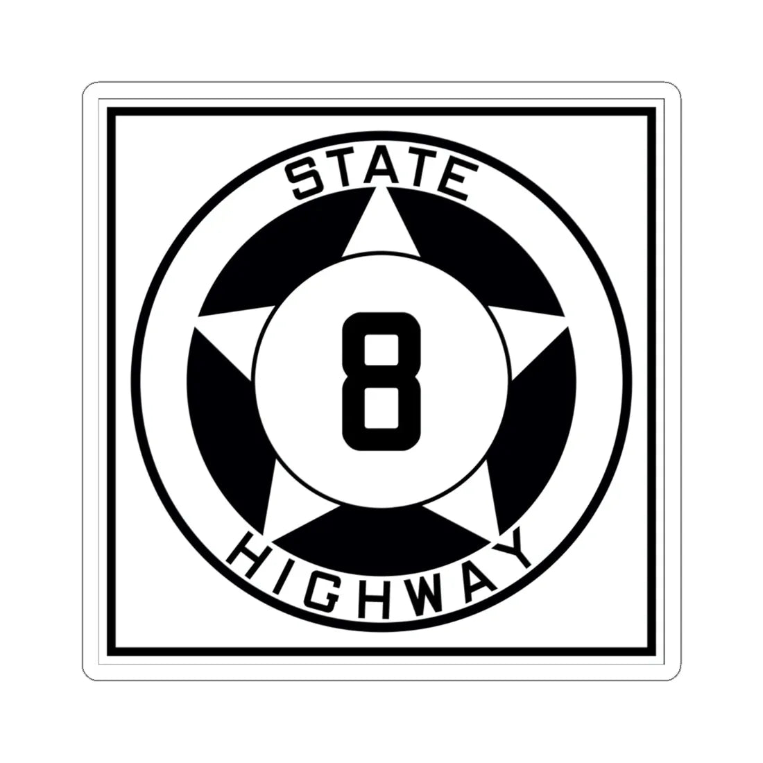 Texas 8 1935 (Texas) (Road Sign) STICKER Vinyl Kiss-Cut Decal 6 Inch White - The Sticker Space