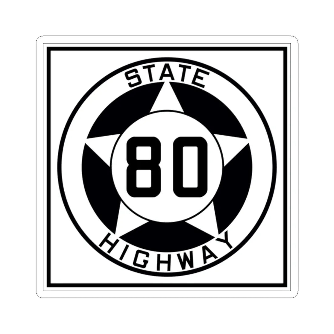 Texas 80 1935 (Texas) (Road Sign) STICKER Vinyl Kiss-Cut Decal 2 Inch White - The Sticker Space
