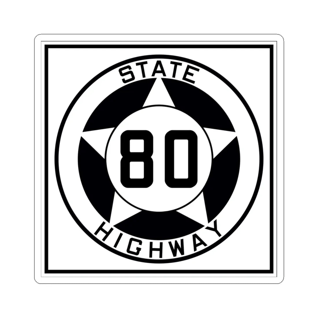 Texas 80 1935 (Texas) (Road Sign) STICKER Vinyl Kiss-Cut Decal 4 Inch White - The Sticker Space