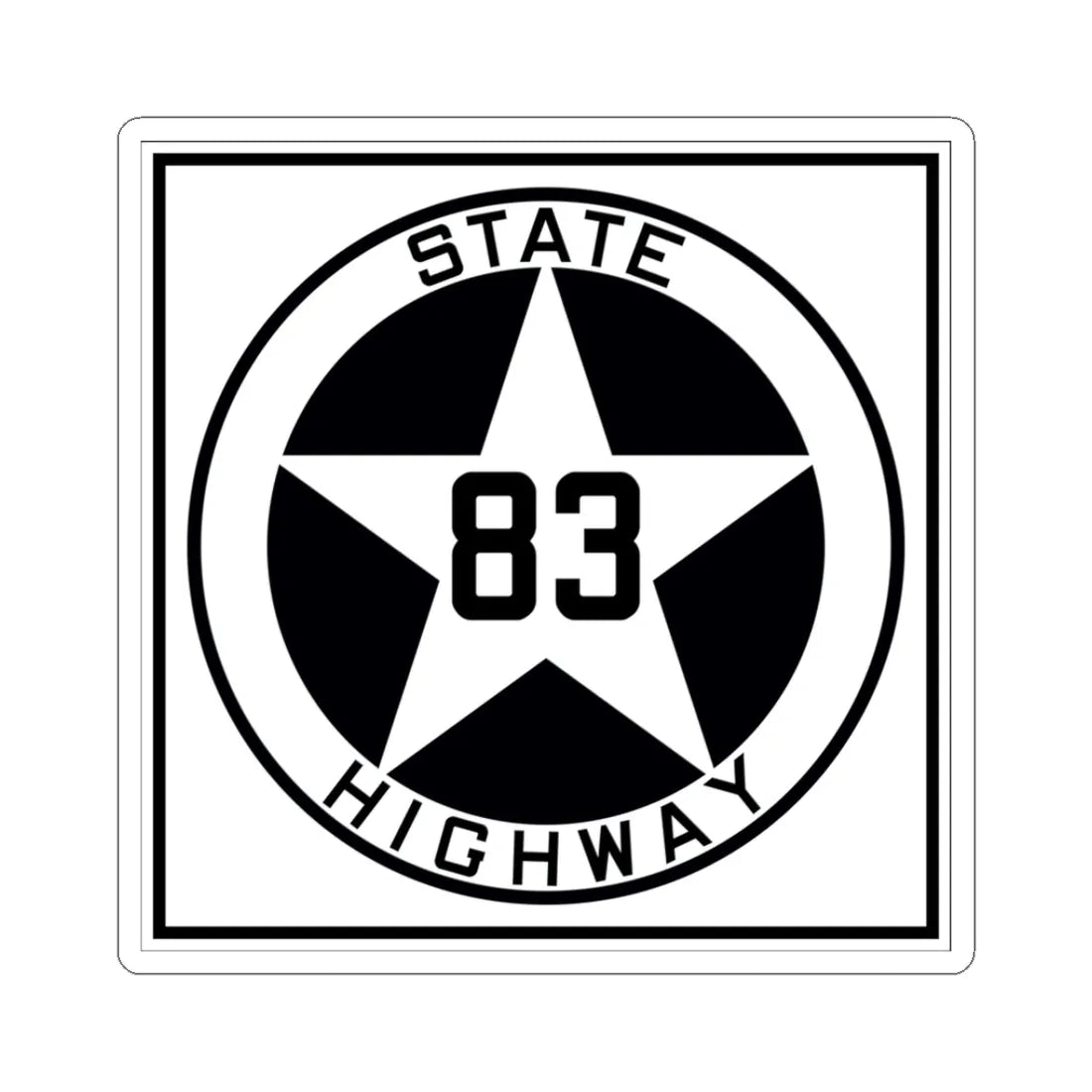 Texas 83 1917 (Texas) (Road Sign) STICKER Vinyl Kiss-Cut Decal 3 Inch White - The Sticker Space