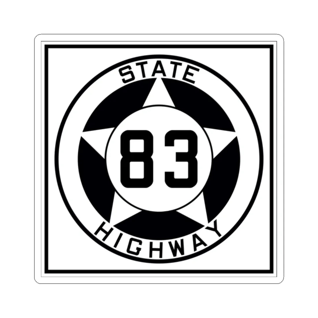 Texas 83 1935 (Texas) (Road Sign) STICKER Vinyl Kiss-Cut Decal 2 Inch White - The Sticker Space