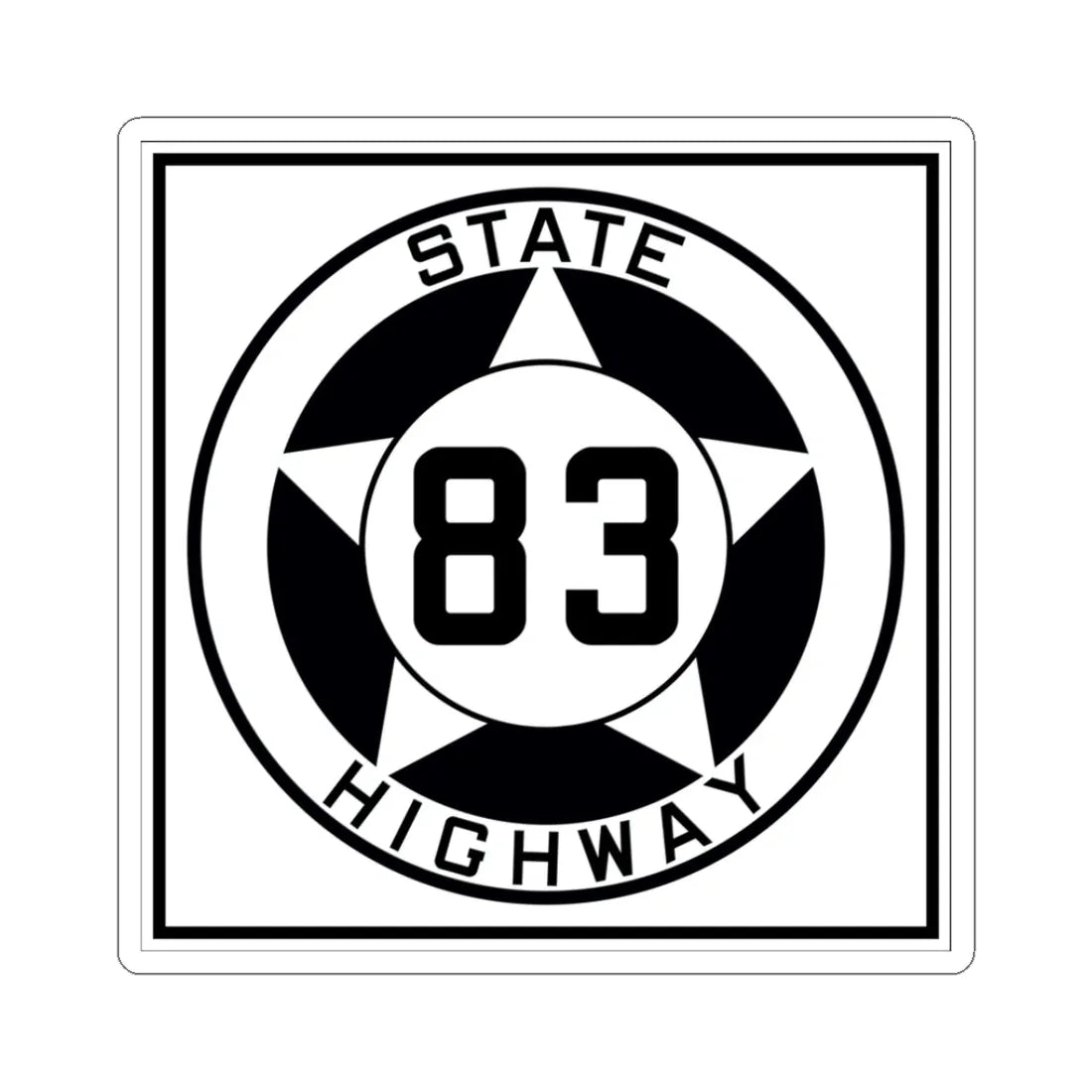 Texas 83 1935 (Texas) (Road Sign) STICKER Vinyl Kiss-Cut Decal 3 Inch White - The Sticker Space