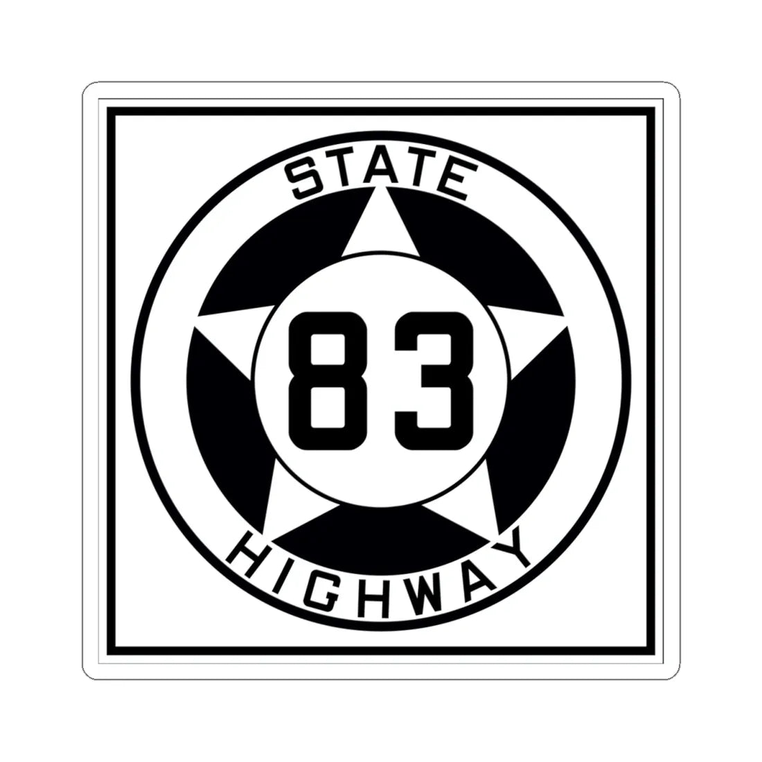 Texas 83 1935 (Texas) (Road Sign) STICKER Vinyl Kiss-Cut Decal 4 Inch White - The Sticker Space