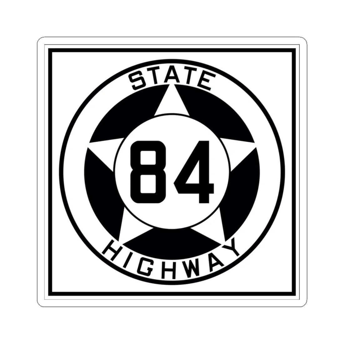 Texas 84 1935 (Texas) (Road Sign) STICKER Vinyl Kiss-Cut Decal 3 Inch White - The Sticker Space
