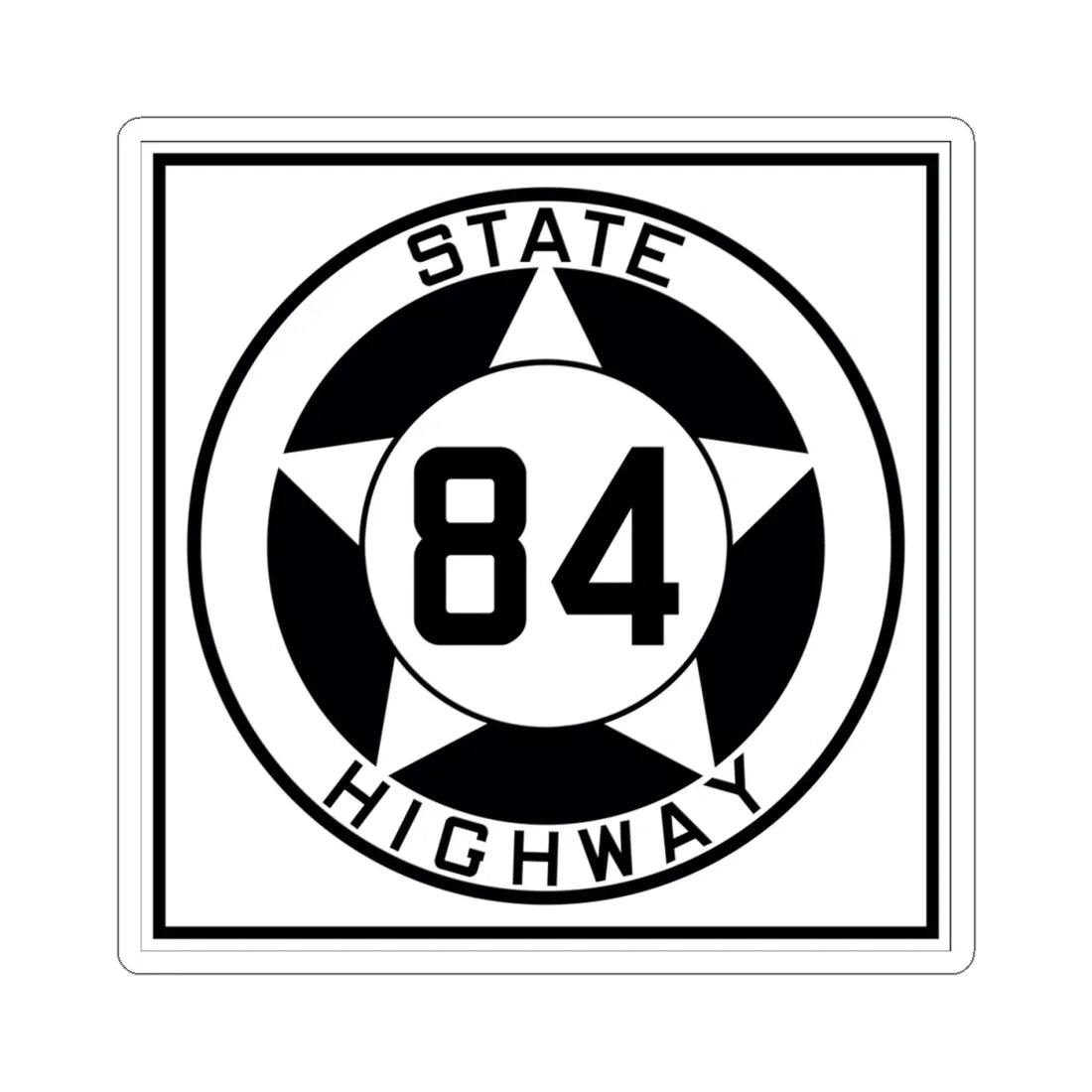 Texas 84 1935 (Texas) (Road Sign) STICKER Vinyl Kiss-Cut Decal 4 Inch White - The Sticker Space