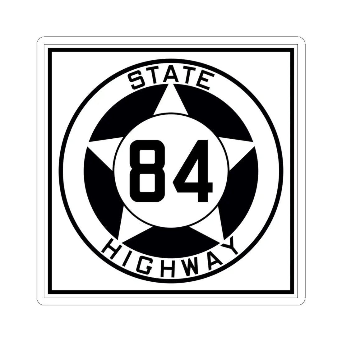 Texas 84 1935 (Texas) (Road Sign) STICKER Vinyl Kiss-Cut Decal 6 Inch White - The Sticker Space