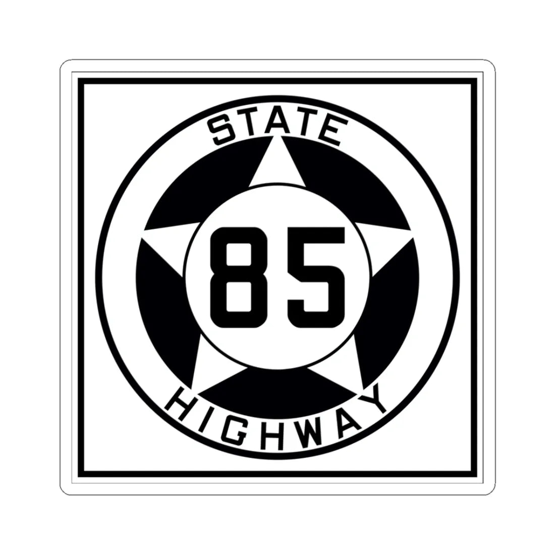 Texas 85 1935 (Texas) (Road Sign) STICKER Vinyl Kiss-Cut Decal 3 Inch White - The Sticker Space
