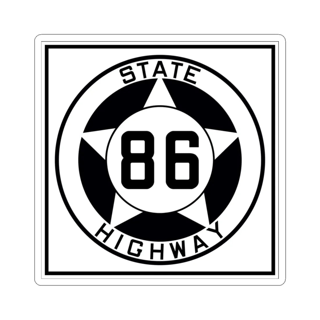 Texas 86 1935 (Texas) (Road Sign) STICKER Vinyl Kiss-Cut Decal 3 Inch White - The Sticker Space
