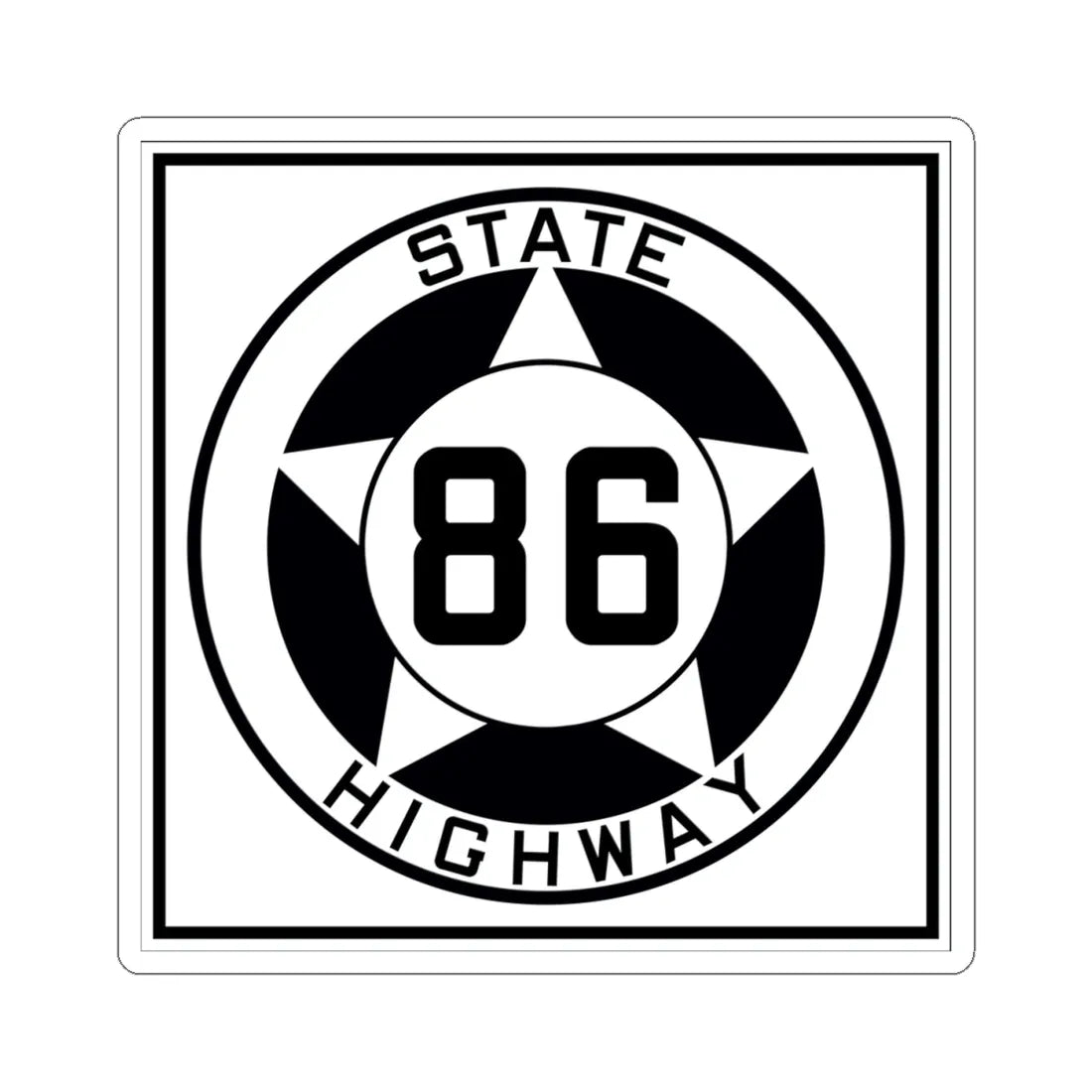 Texas 86 1935 (Texas) (Road Sign) STICKER Vinyl Kiss-Cut Decal 4 Inch White - The Sticker Space