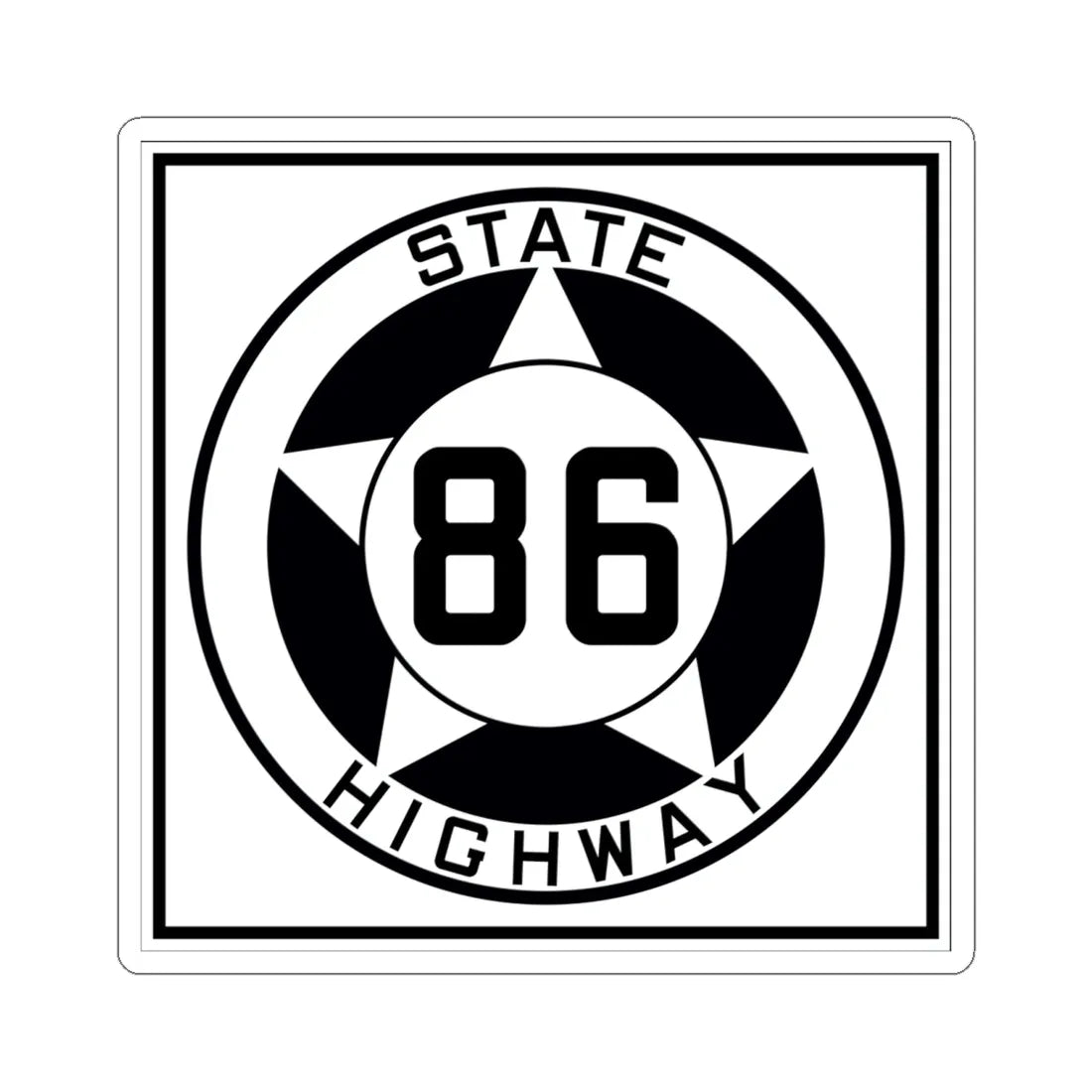 Texas 86 1935 (Texas) (Road Sign) STICKER Vinyl Kiss-Cut Decal 6 Inch White - The Sticker Space