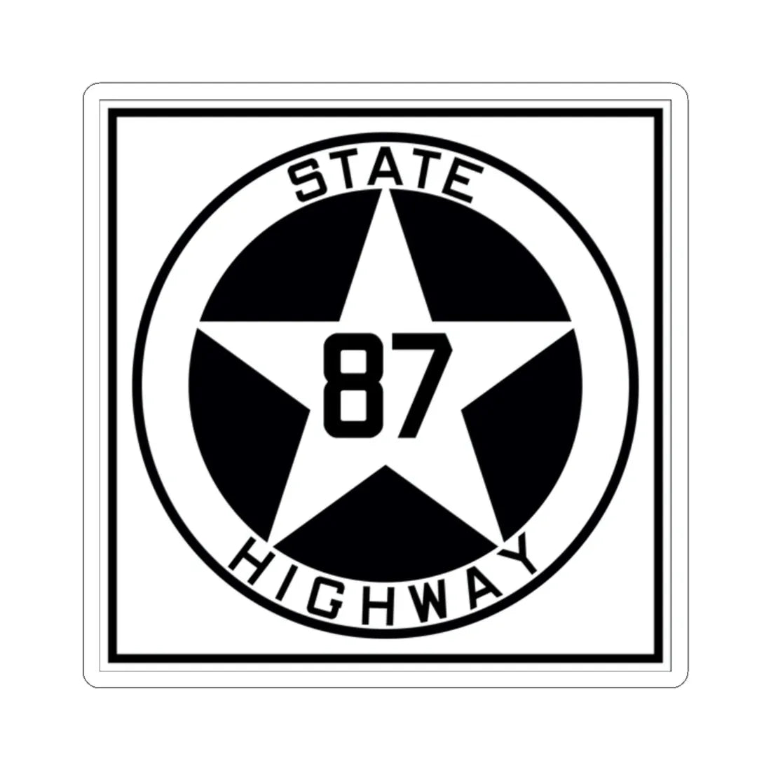 Texas 87 1917 (Texas) (Road Sign) STICKER Vinyl Kiss-Cut Decal 2 Inch White - The Sticker Space