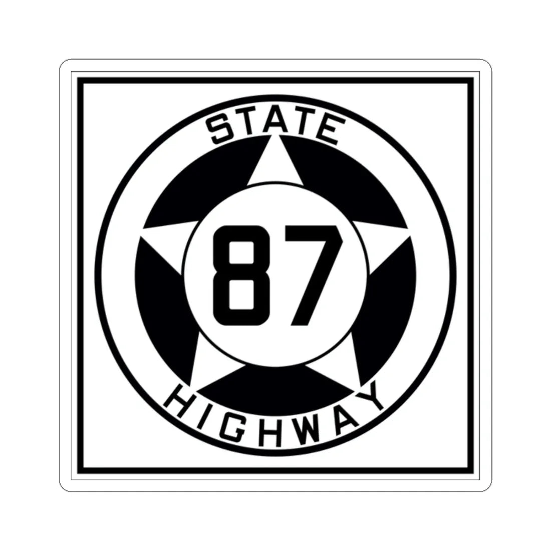 Texas 87 1935 (Texas) (Road Sign) STICKER Vinyl Kiss-Cut Decal 2 Inch White - The Sticker Space