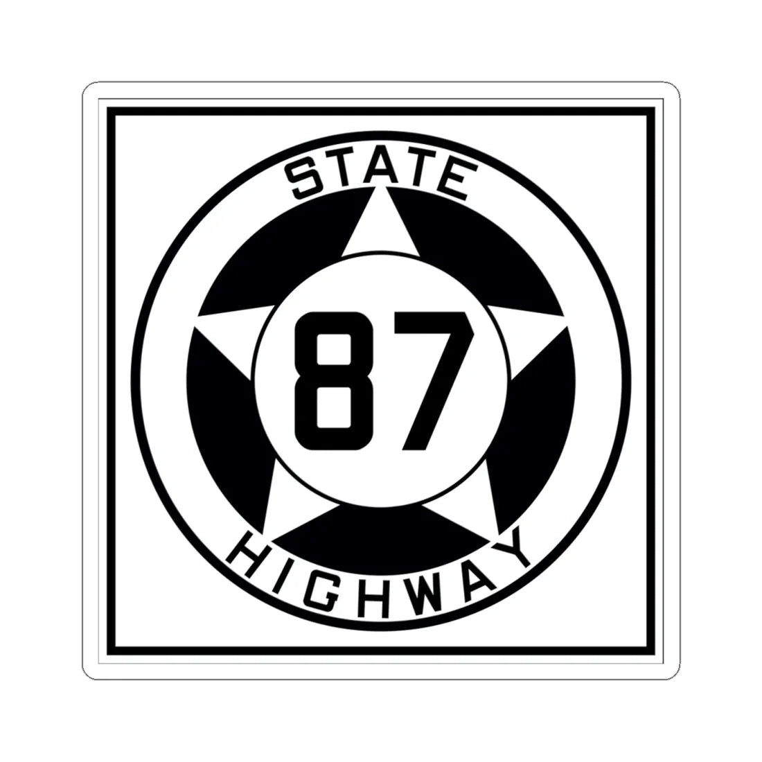 Texas 87 1935 (Texas) (Road Sign) STICKER Vinyl Kiss-Cut Decal 4 Inch White - The Sticker Space