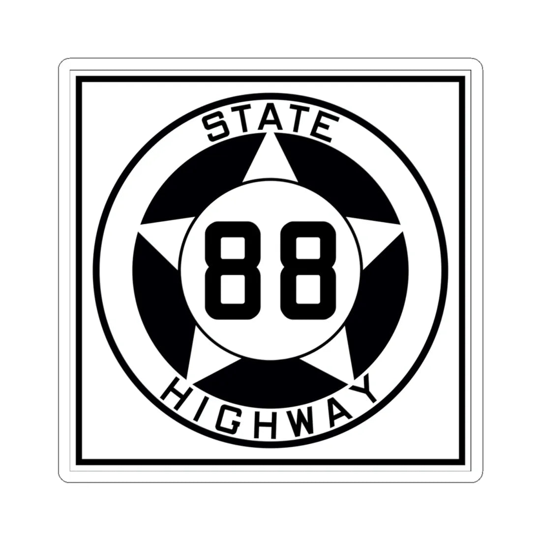 Texas 88 1935 (Texas) (Road Sign) STICKER Vinyl Kiss-Cut Decal 4 Inch White - The Sticker Space