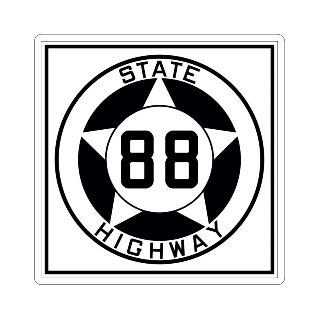 Texas 88 1935 (Texas) (Road Sign) STICKER Vinyl Kiss-Cut Decal 6 Inch White - The Sticker Space