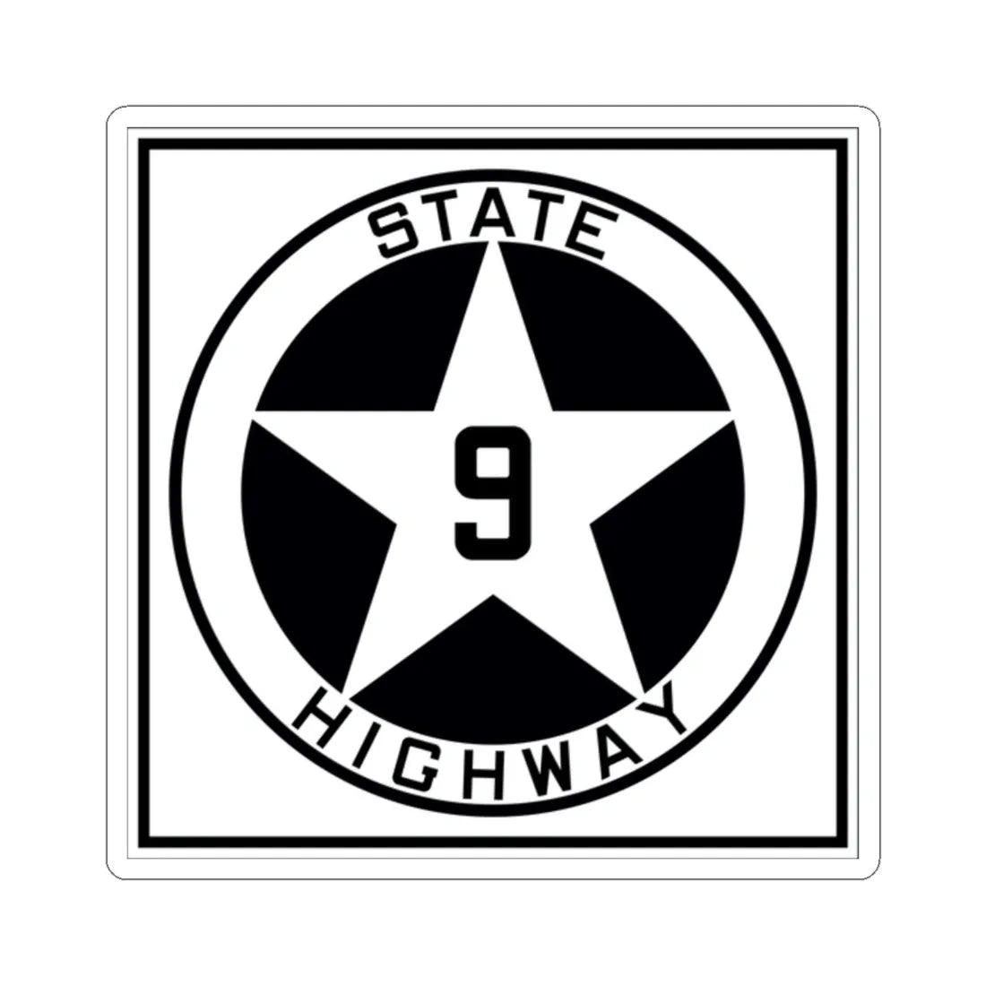 Texas 9 1917 (Texas) (Road Sign) STICKER Vinyl Kiss-Cut Decal 2 Inch White - The Sticker Space