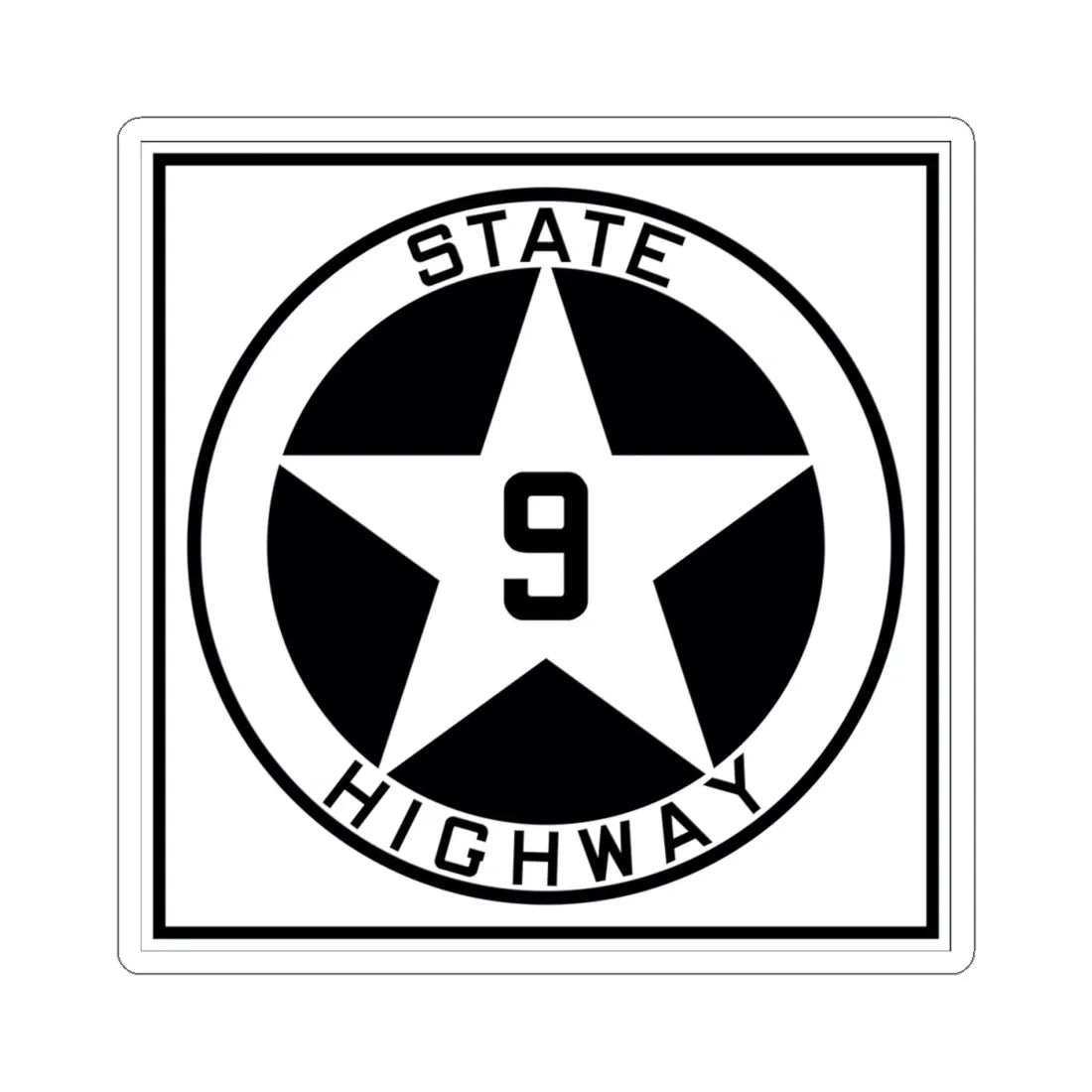 Texas 9 1917 (Texas) (Road Sign) STICKER Vinyl Kiss-Cut Decal 4 Inch White - The Sticker Space