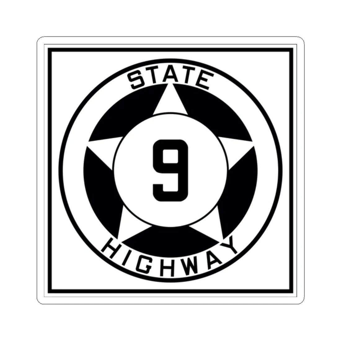 Texas 9 1935 (Texas) (Road Sign) STICKER Vinyl Kiss-Cut Decal 2 Inch White - The Sticker Space